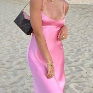 Elegant Pink Satin Slip Dress